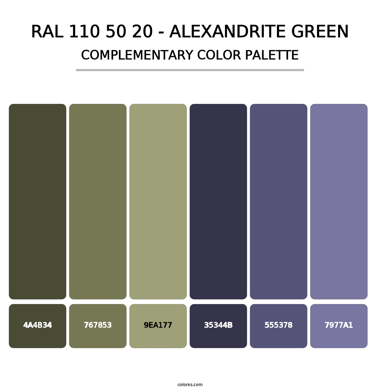 RAL 110 50 20 - Alexandrite Green - Complementary Color Palette