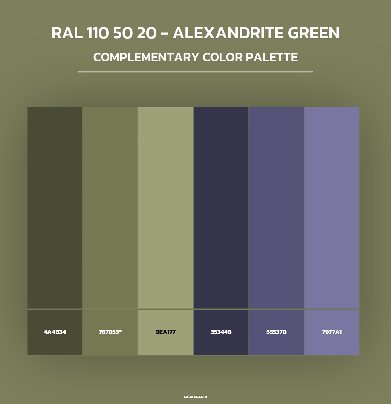 RAL 110 50 20 - Alexandrite Green - Complementary Color Palette