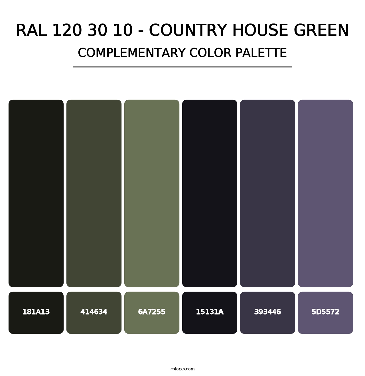 RAL 120 30 10 - Country House Green - Complementary Color Palette