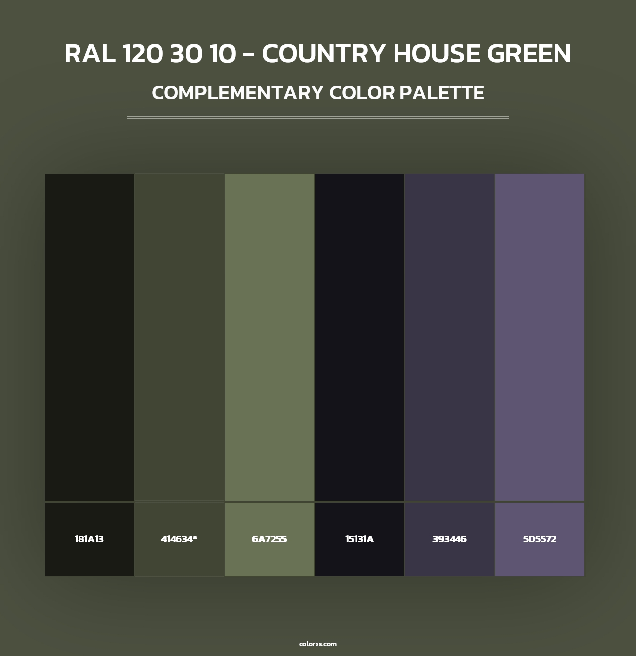 RAL 120 30 10 - Country House Green - Complementary Color Palette