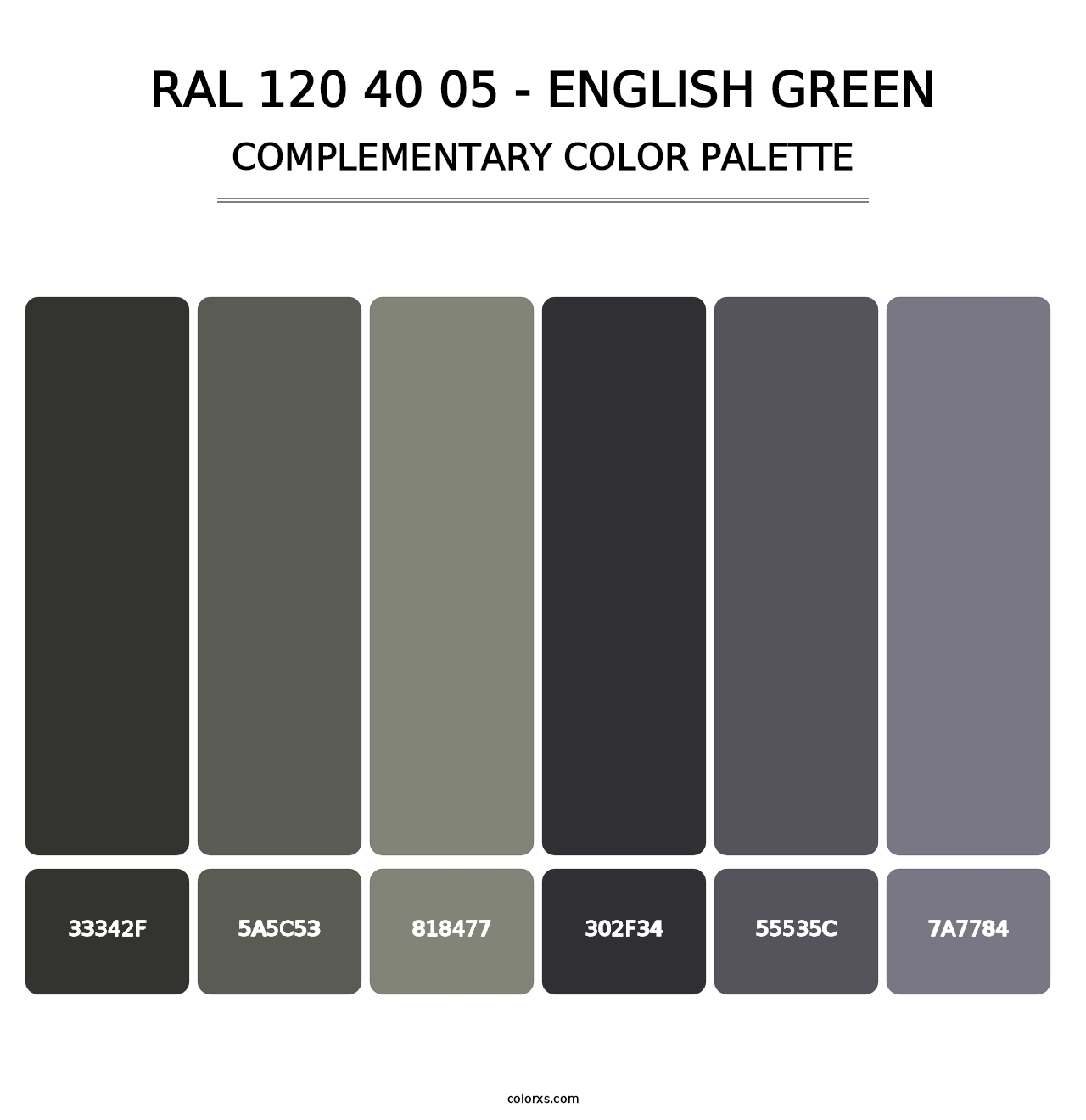 RAL 120 40 05 - English Green - Complementary Color Palette