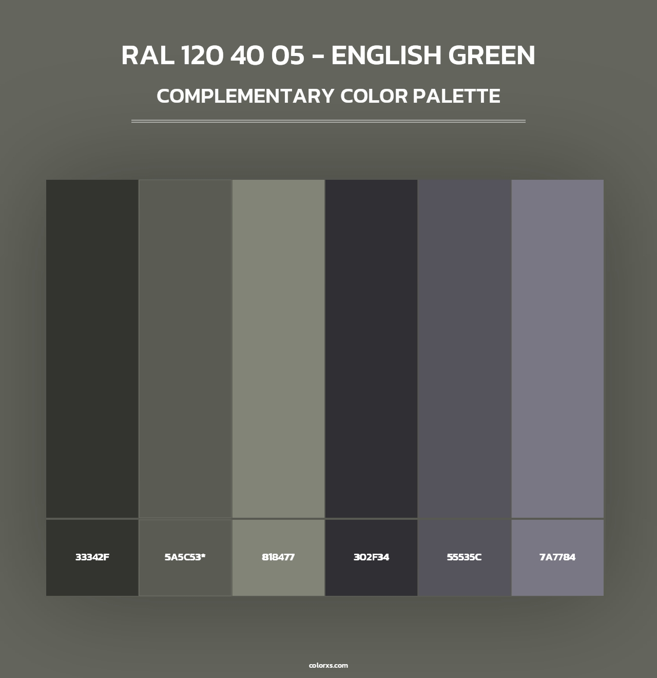 RAL 120 40 05 - English Green - Complementary Color Palette