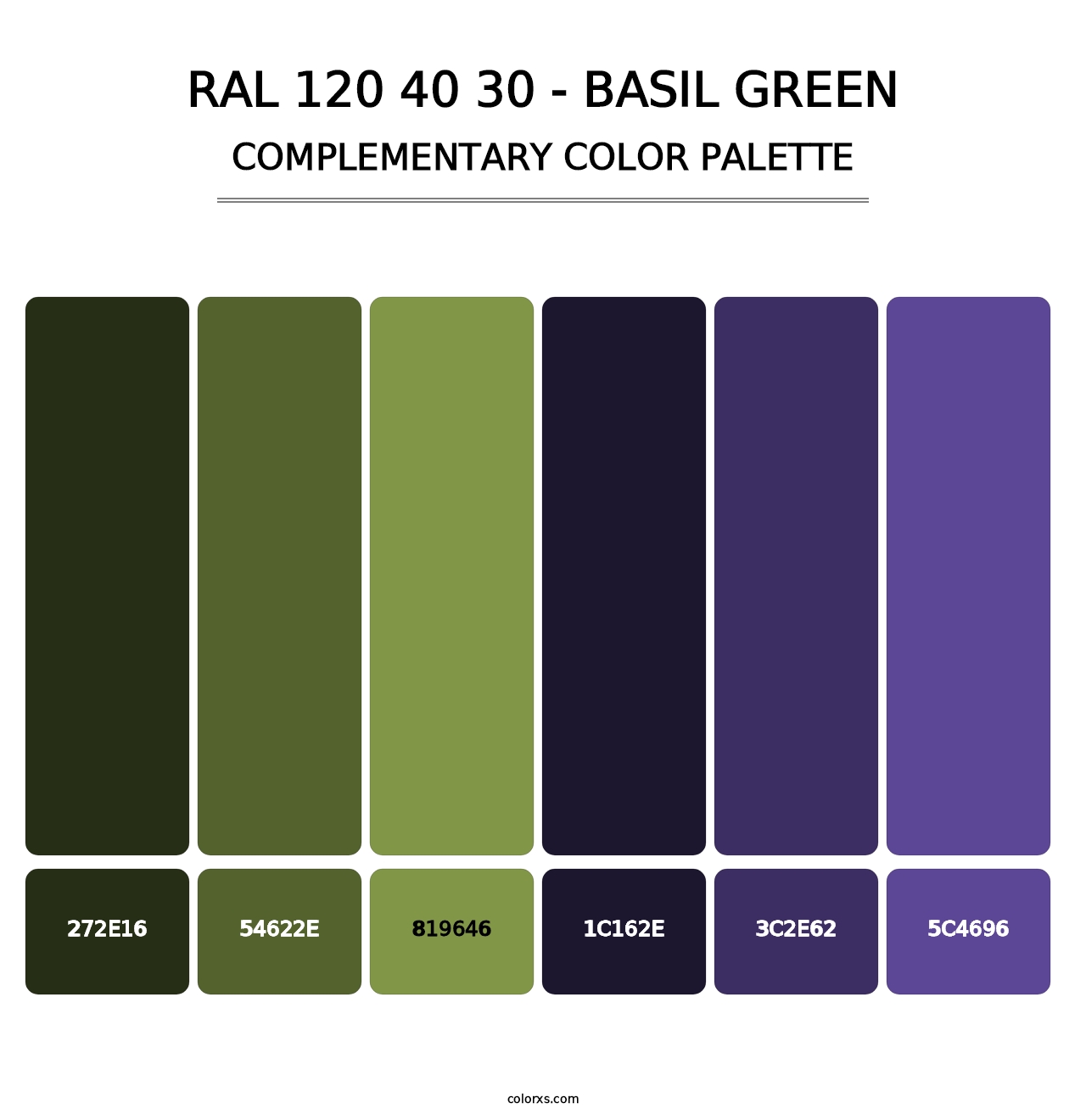 RAL 120 40 30 - Basil Green - Complementary Color Palette