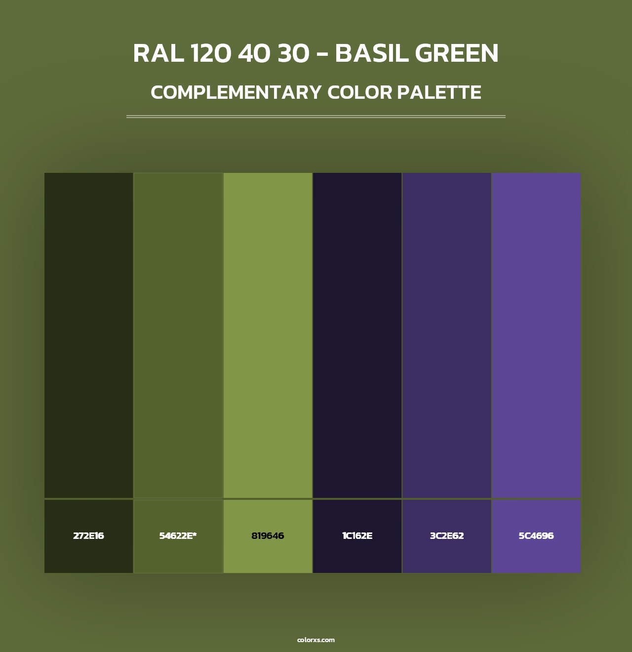 RAL 120 40 30 - Basil Green - Complementary Color Palette