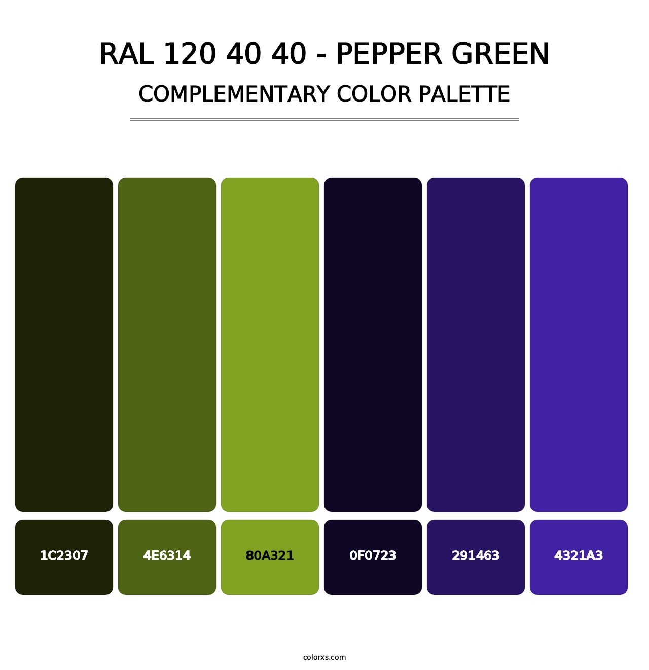 RAL 120 40 40 - Pepper Green - Complementary Color Palette