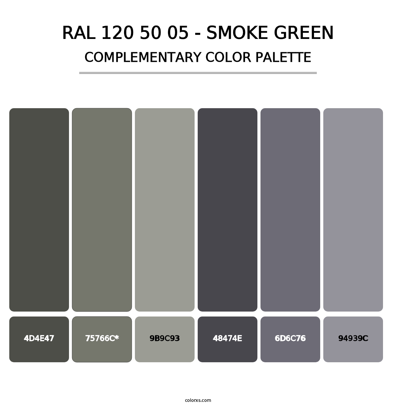 RAL 120 50 05 - Smoke Green - Complementary Color Palette