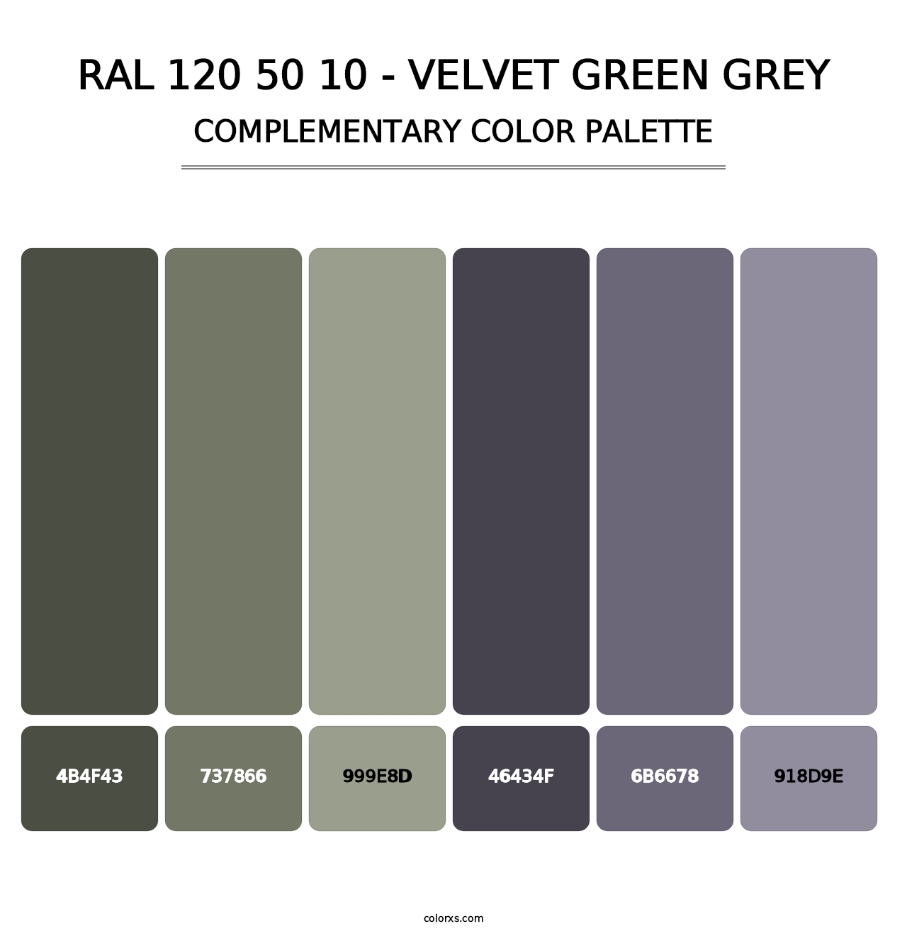 RAL 120 50 10 - Velvet Green Grey - Complementary Color Palette