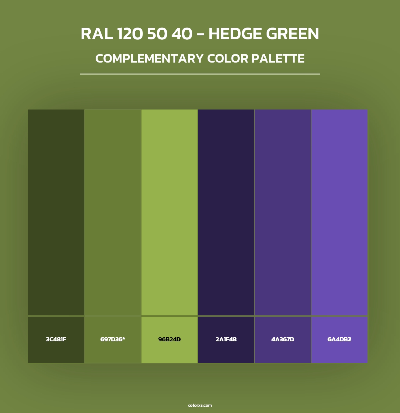 RAL 120 50 40 - Hedge Green - Complementary Color Palette