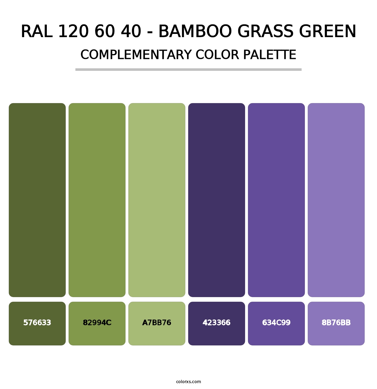 RAL 120 60 40 - Bamboo Grass Green - Complementary Color Palette