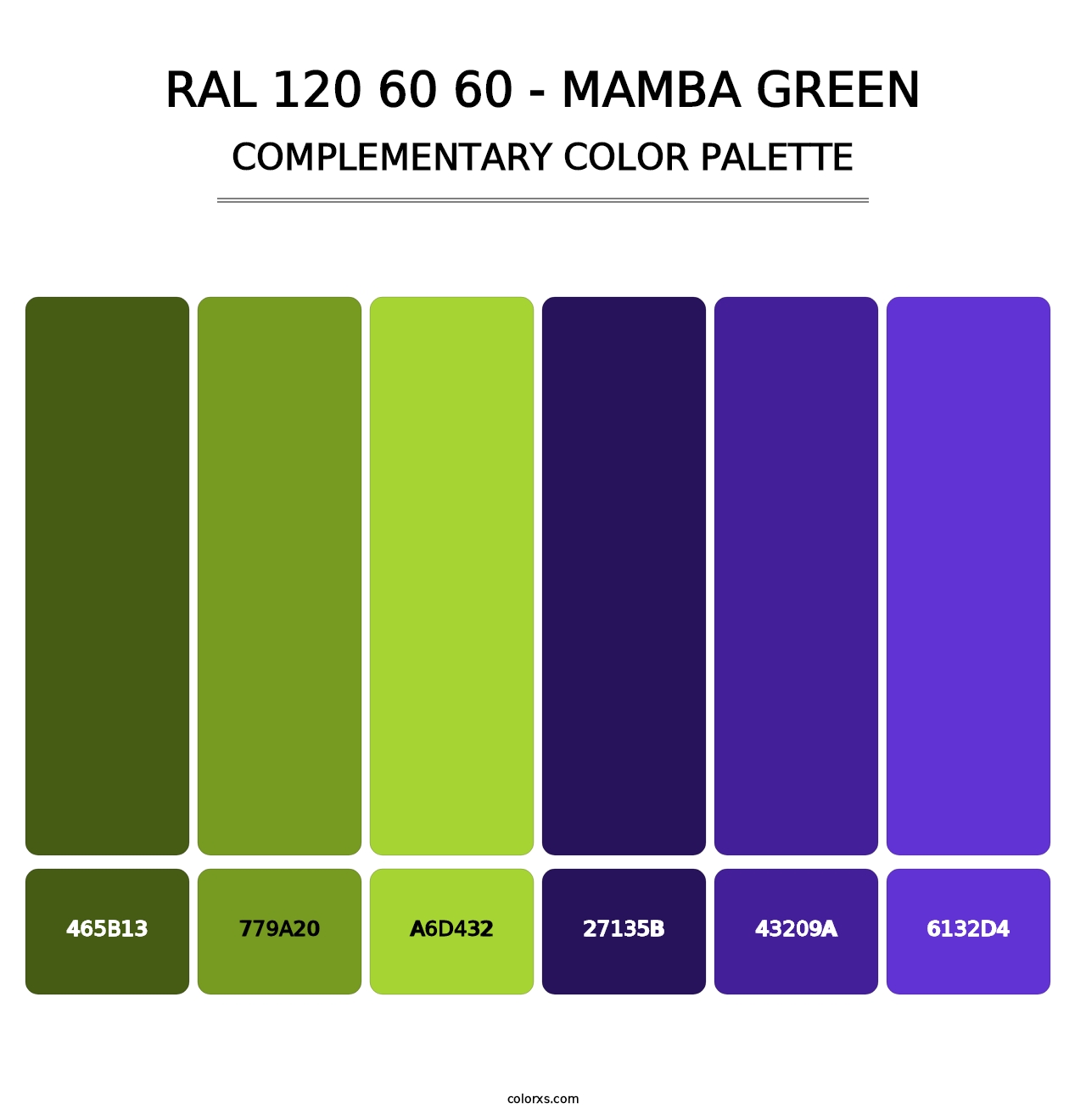 RAL 120 60 60 - Mamba Green - Complementary Color Palette