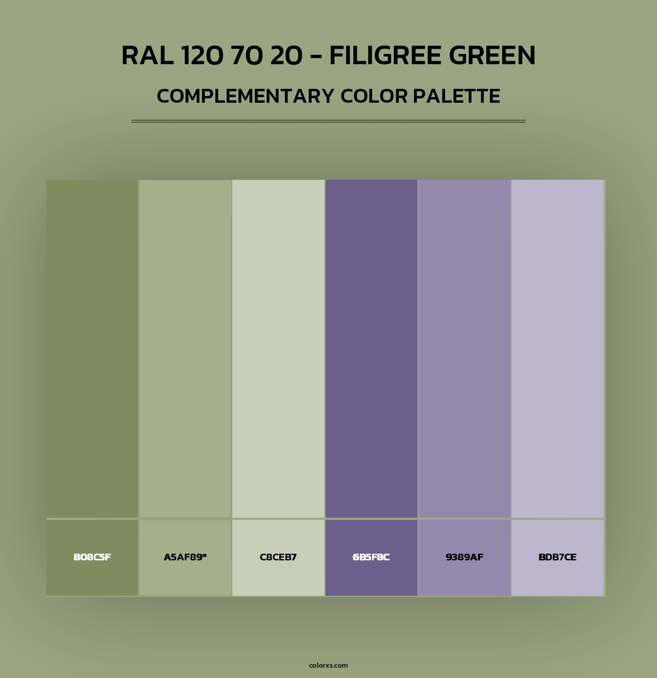 RAL 120 70 20 - Filigree Green - Complementary Color Palette