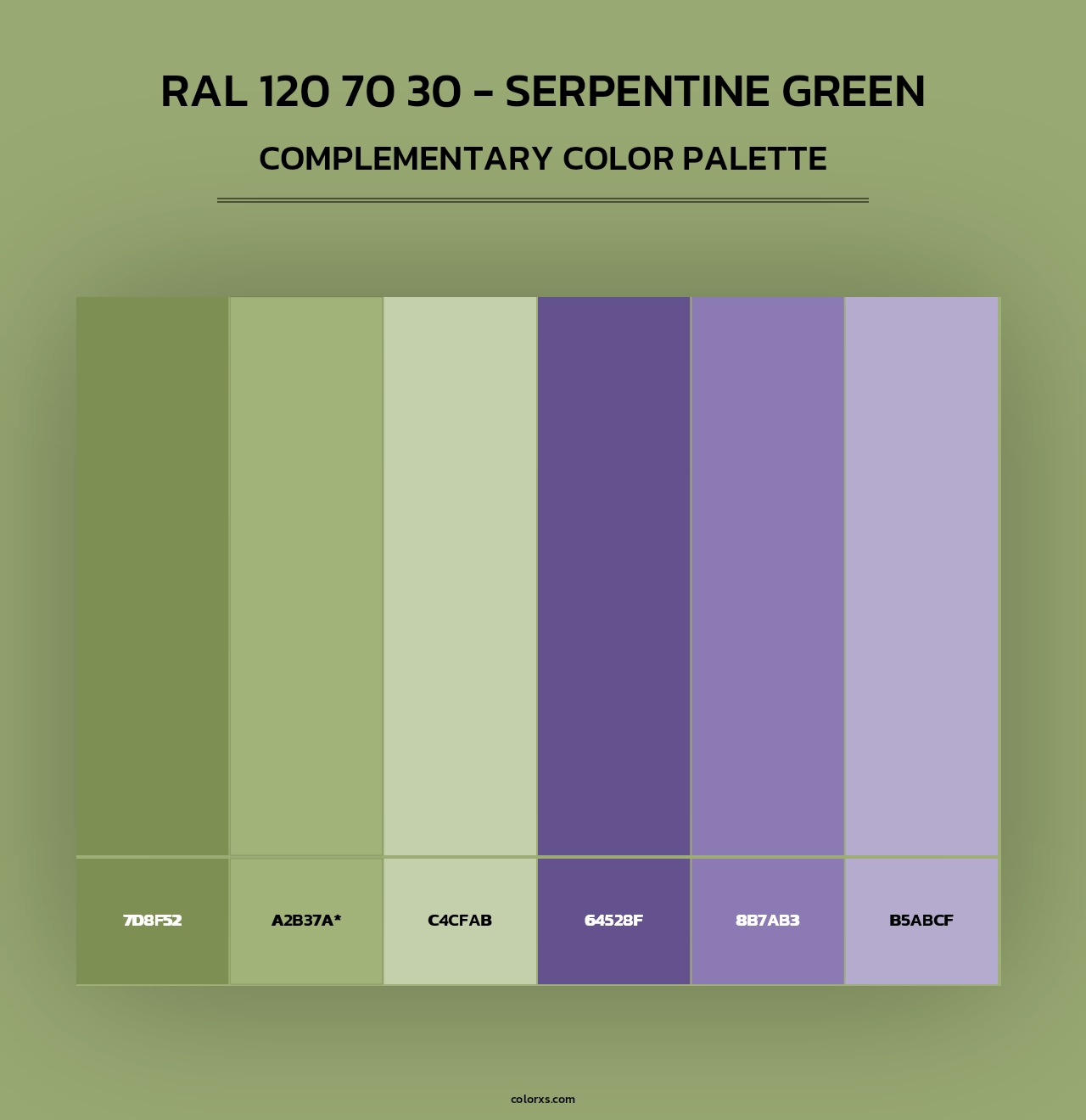 RAL 120 70 30 - Serpentine Green - Complementary Color Palette