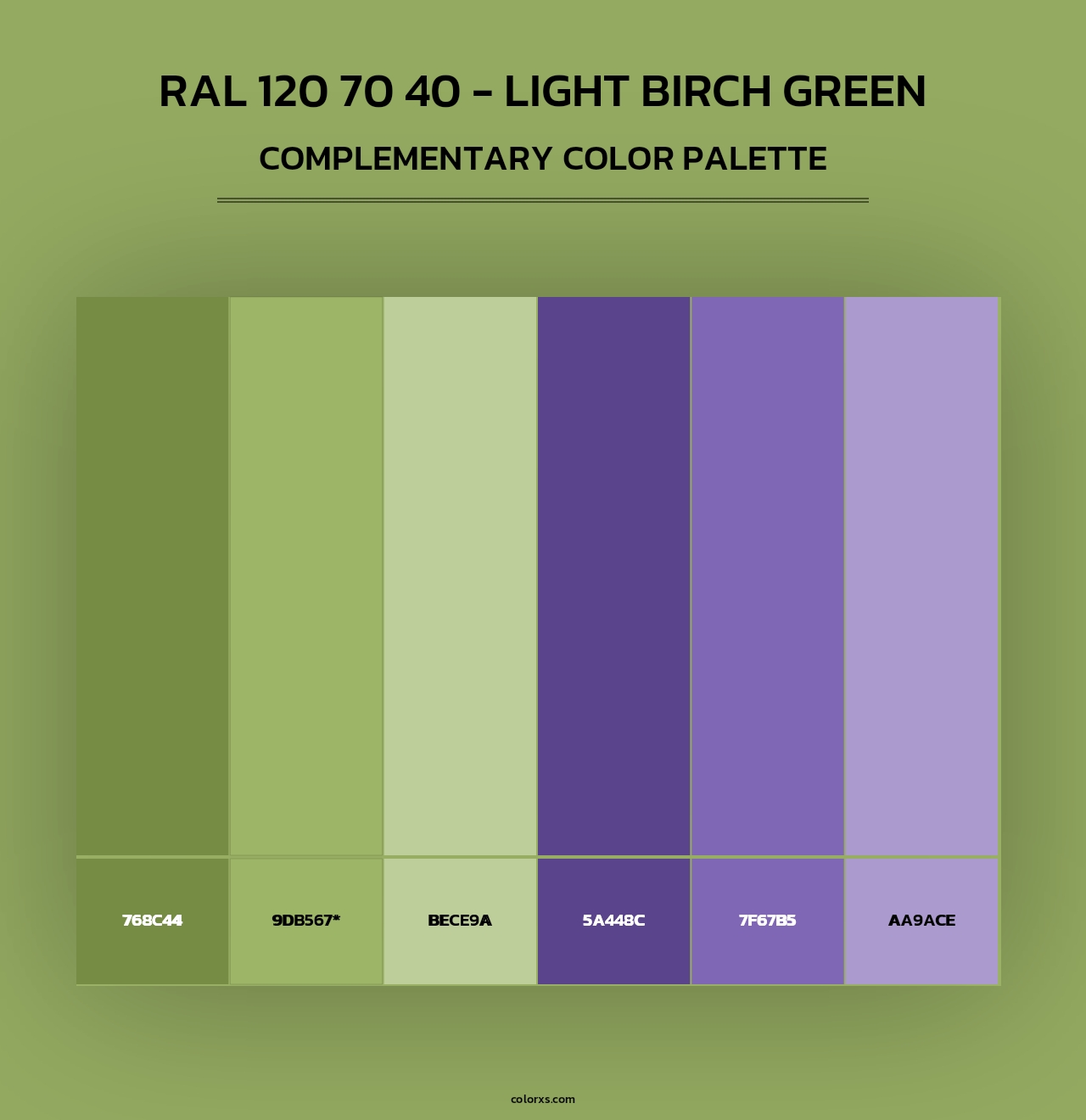 RAL 120 70 40 - Light Birch Green - Complementary Color Palette