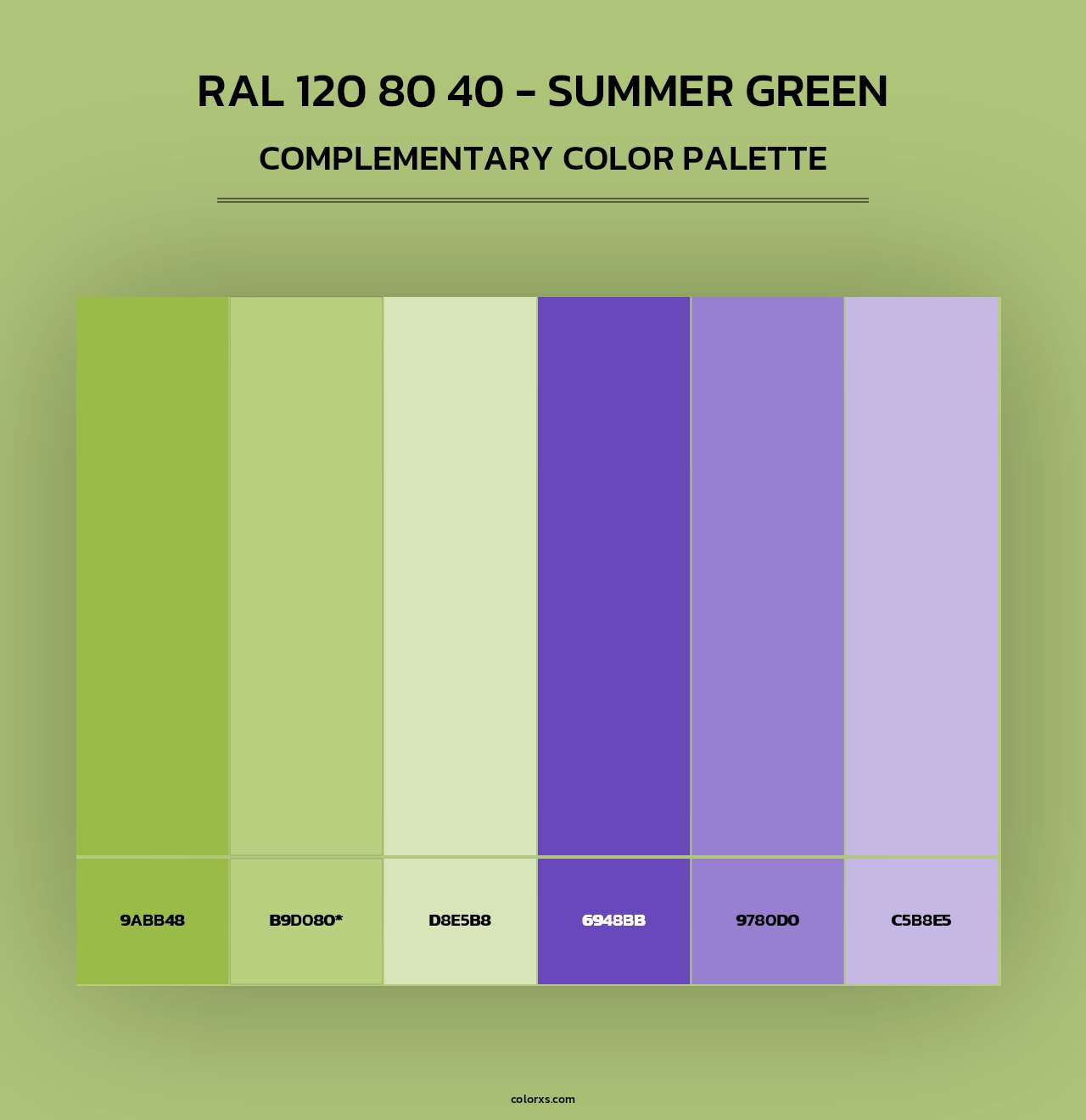 RAL 120 80 40 - Summer Green - Complementary Color Palette