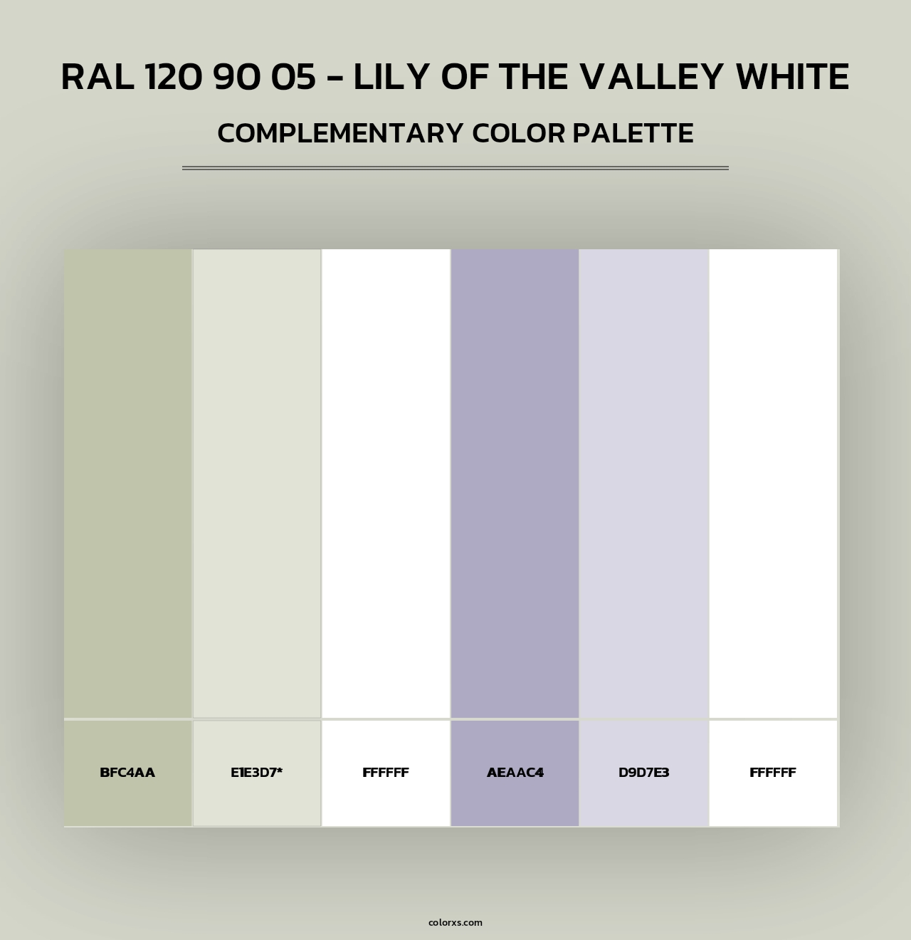 RAL 120 90 05 - Lily of the Valley White - Complementary Color Palette