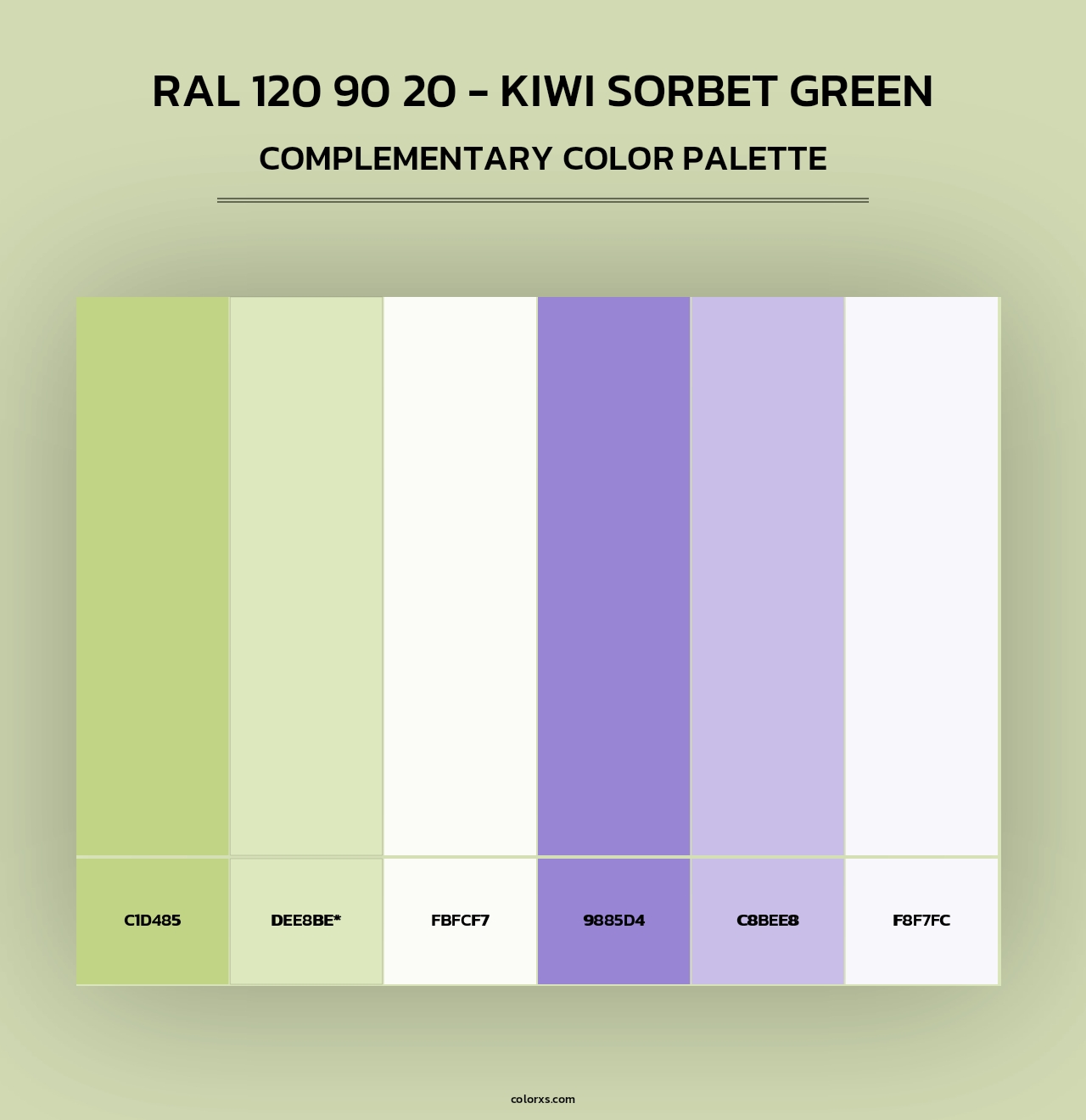 RAL 120 90 20 - Kiwi Sorbet Green - Complementary Color Palette