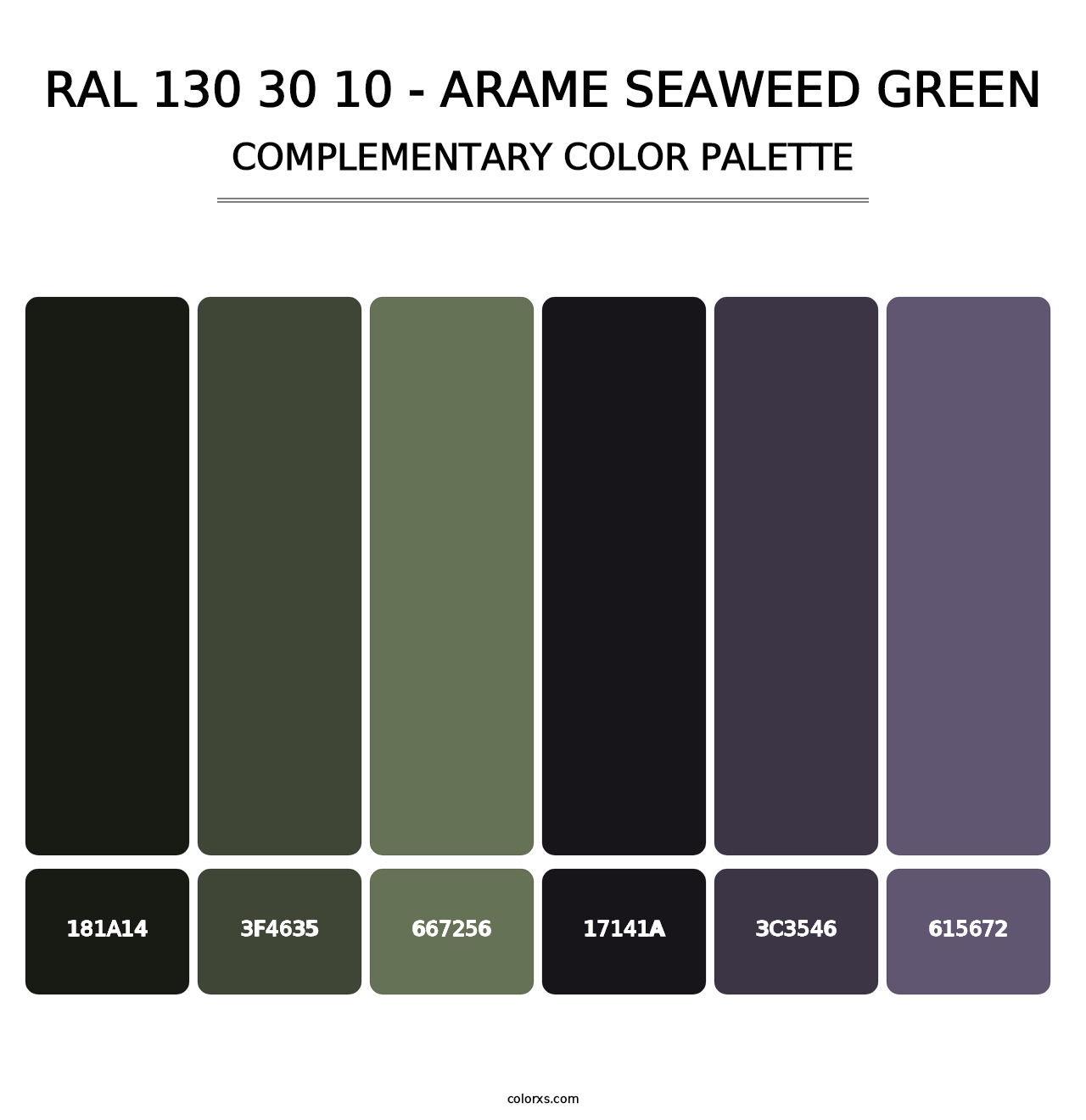 RAL 130 30 10 - Arame Seaweed Green - Complementary Color Palette