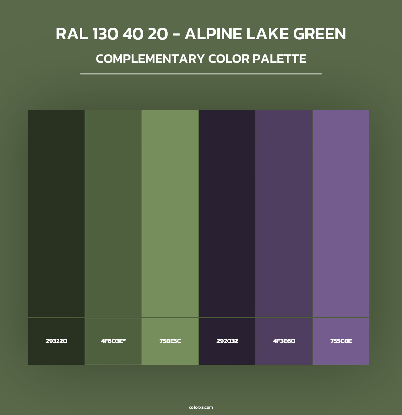 RAL 130 40 20 - Alpine Lake Green - Complementary Color Palette