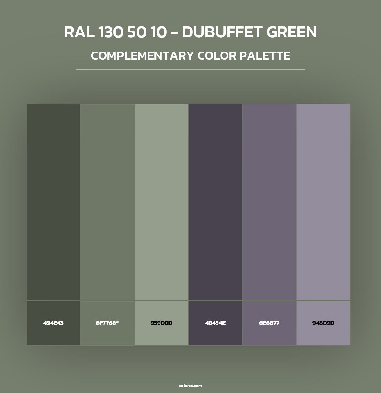 RAL 130 50 10 - Dubuffet Green - Complementary Color Palette