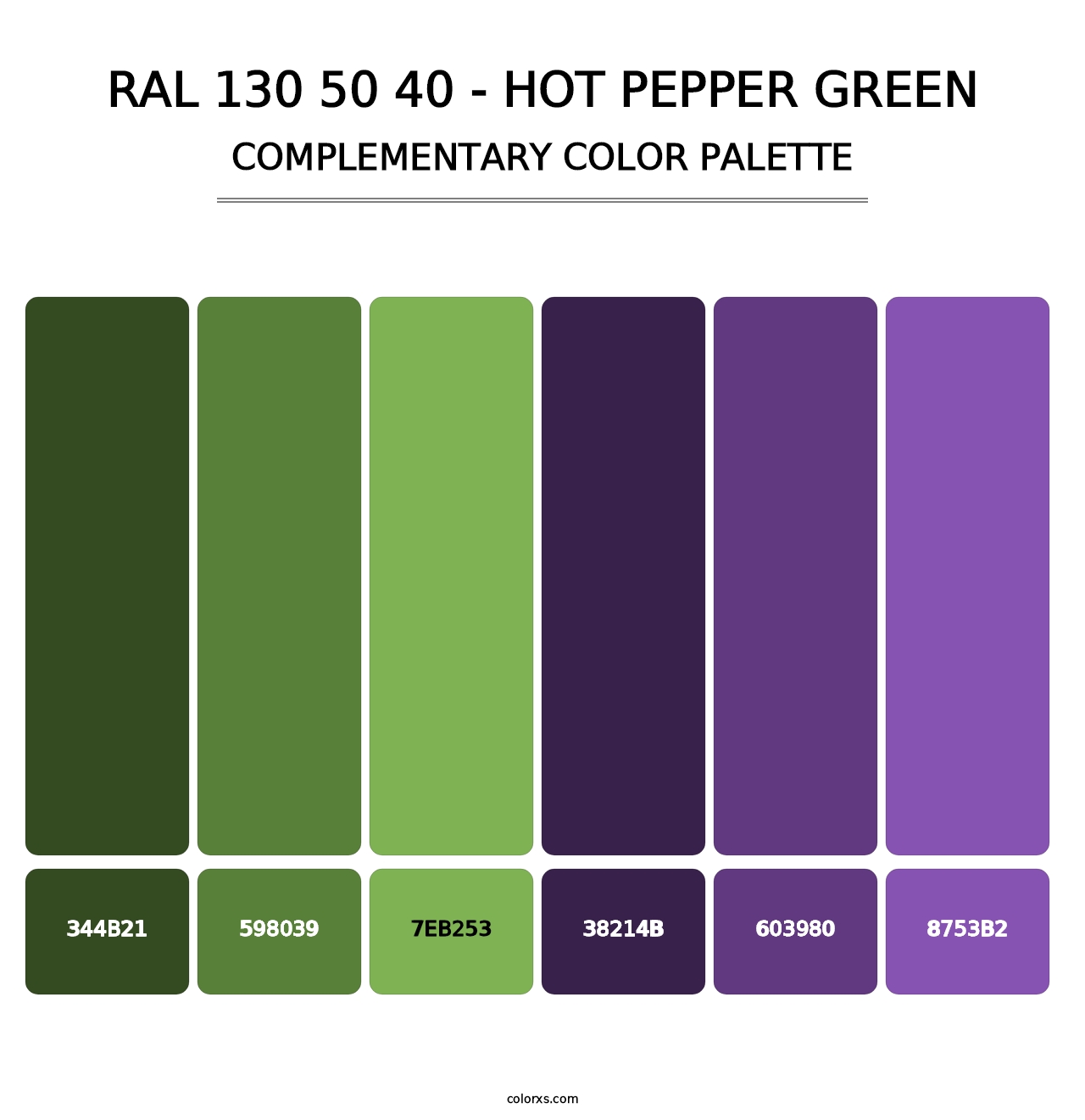 RAL 130 50 40 - Hot Pepper Green - Complementary Color Palette