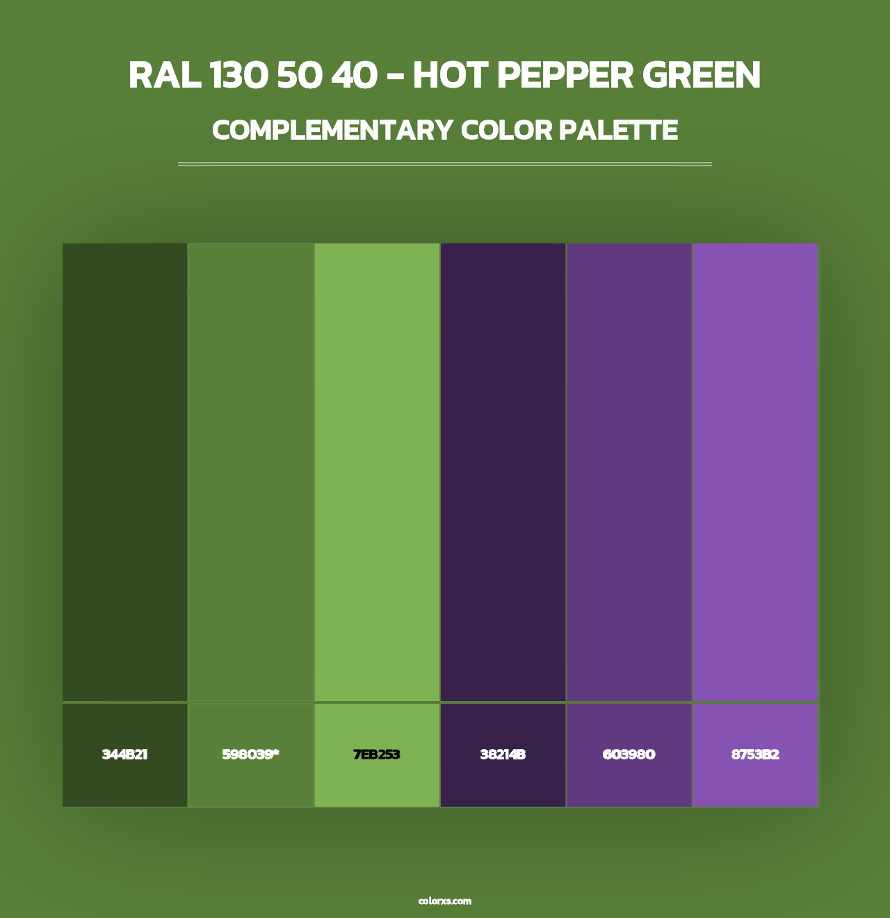 RAL 130 50 40 - Hot Pepper Green - Complementary Color Palette