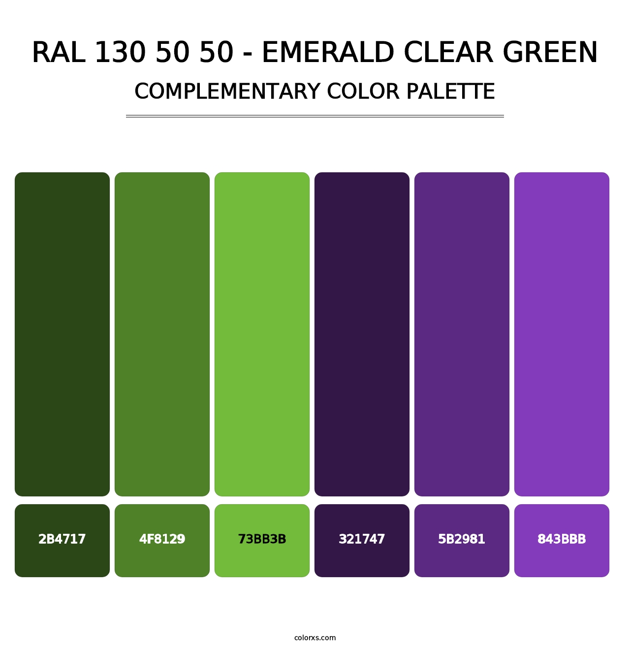 RAL 130 50 50 - Emerald Clear Green - Complementary Color Palette