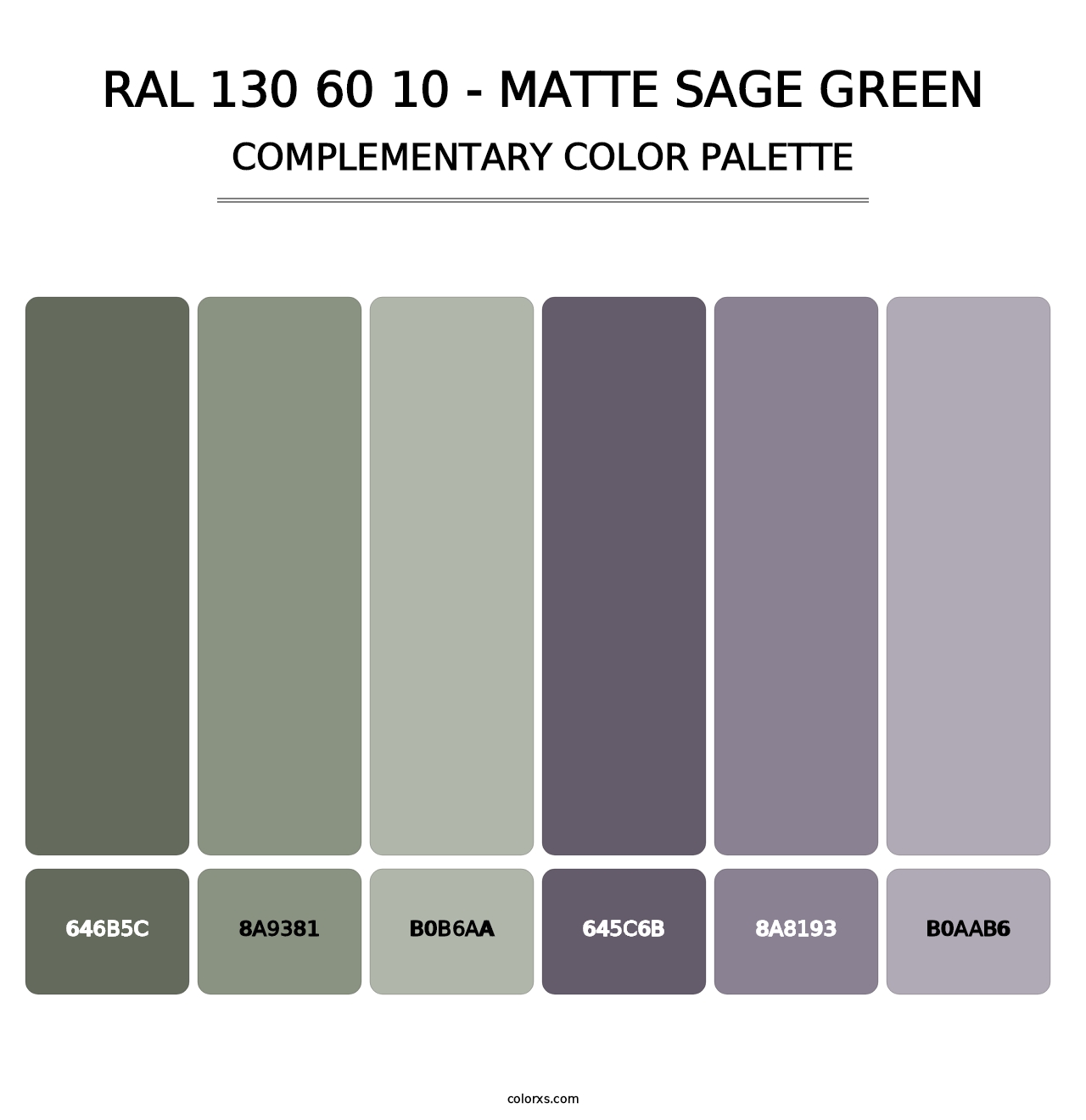 RAL 130 60 10 - Matte Sage Green - Complementary Color Palette