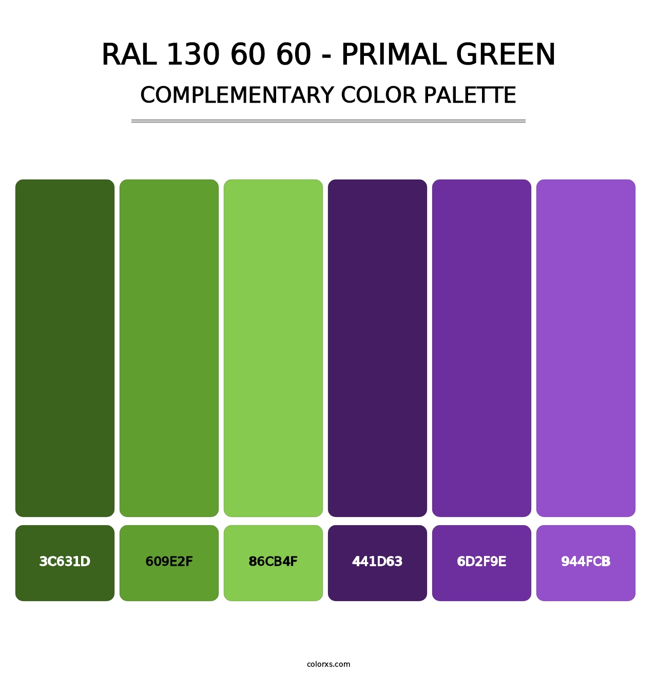 RAL 130 60 60 - Primal Green - Complementary Color Palette