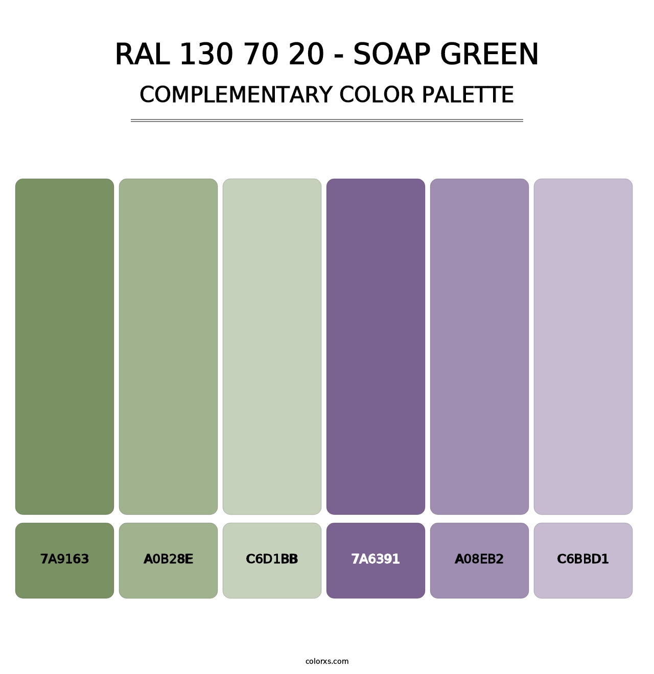RAL 130 70 20 - Soap Green - Complementary Color Palette