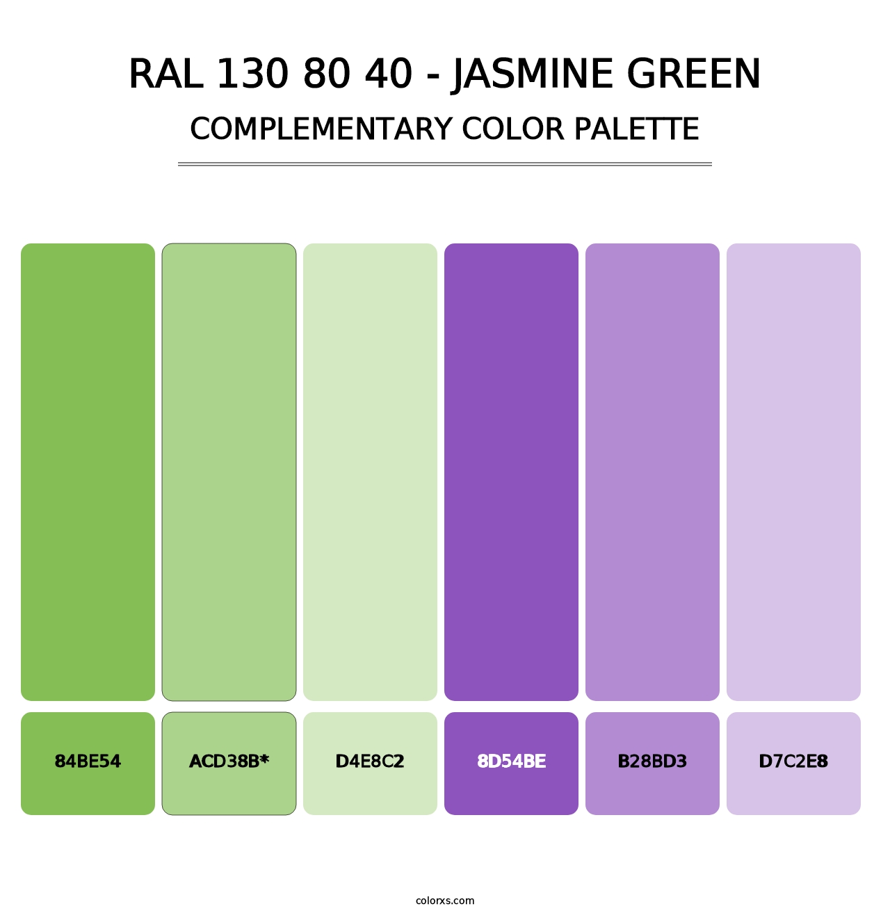 RAL 130 80 40 - Jasmine Green - Complementary Color Palette