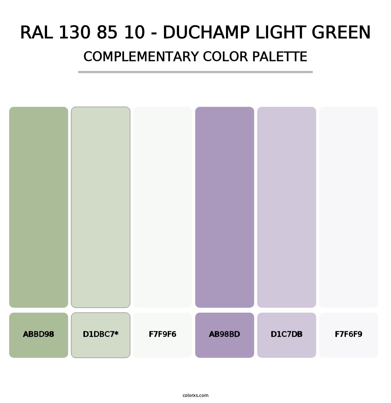 RAL 130 85 10 - Duchamp Light Green - Complementary Color Palette