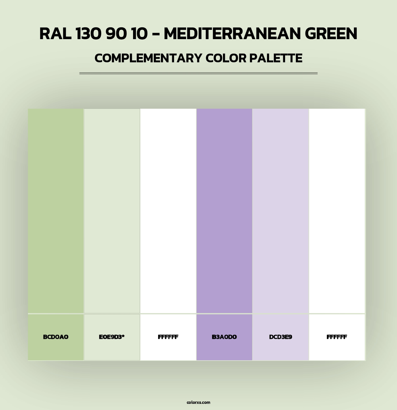 RAL 130 90 10 - Mediterranean Green - Complementary Color Palette