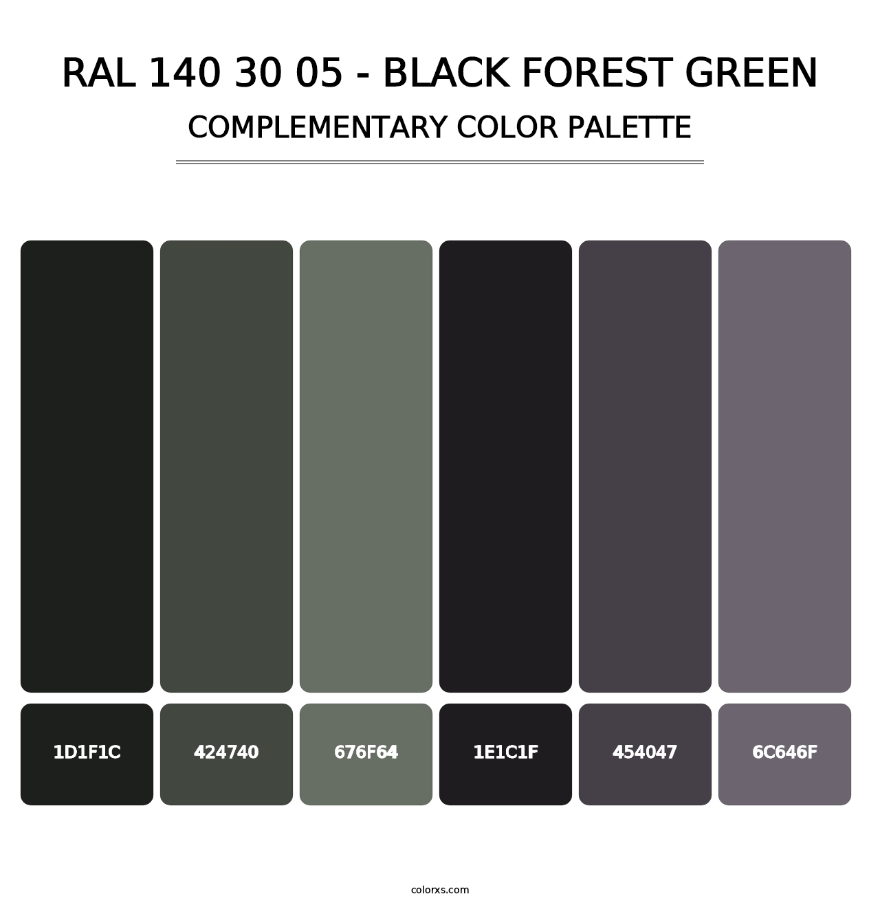 RAL 140 30 05 - Black Forest Green - Complementary Color Palette