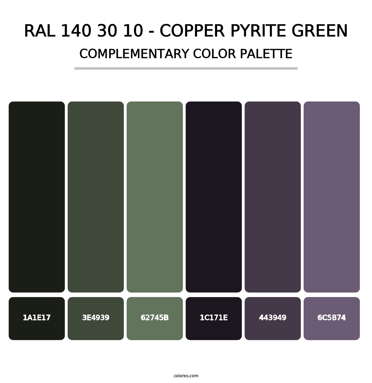 RAL 140 30 10 - Copper Pyrite Green - Complementary Color Palette