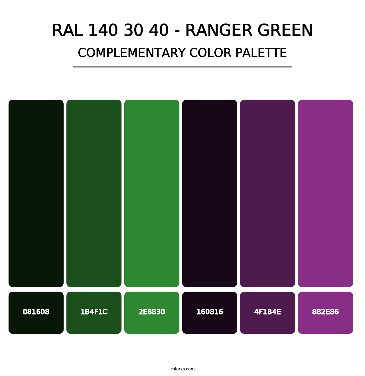 RAL 140 30 40 - Ranger Green - Complementary Color Palette