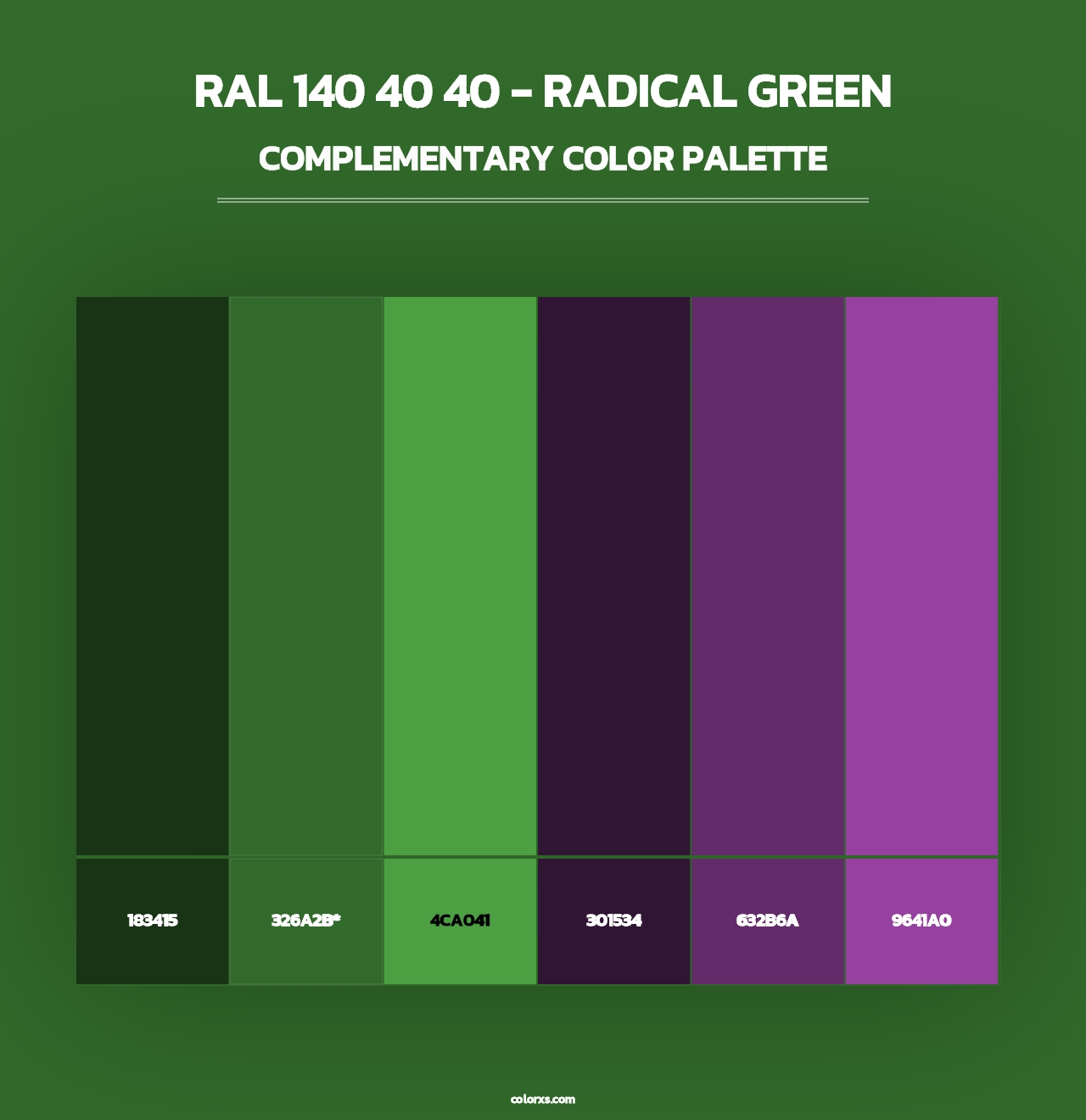 RAL 140 40 40 - Radical Green - Complementary Color Palette