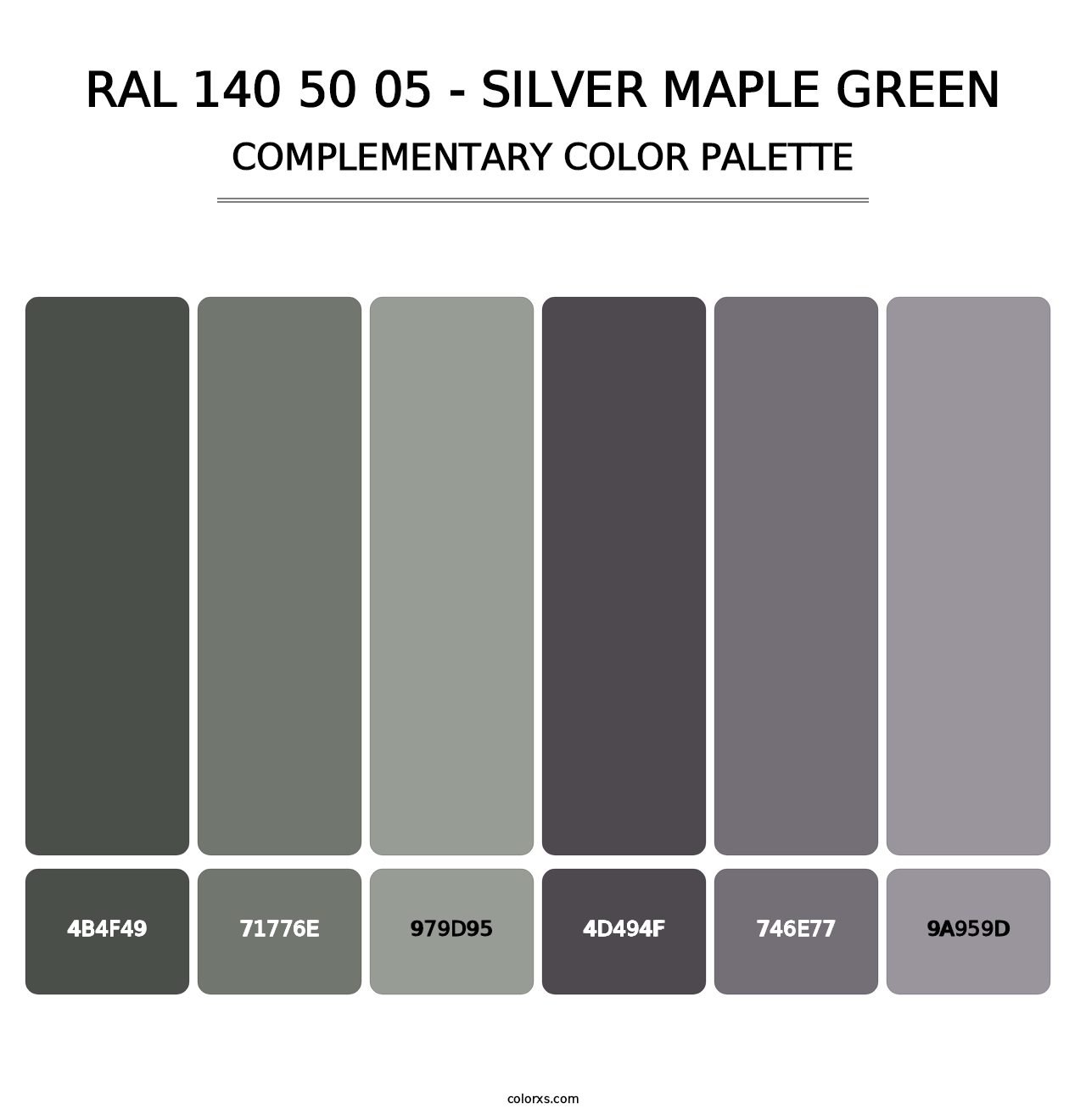 RAL 140 50 05 - Silver Maple Green - Complementary Color Palette