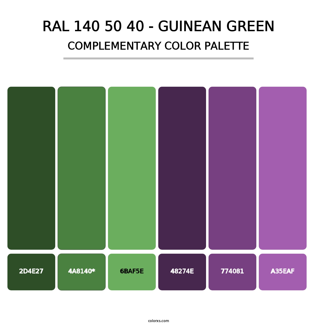 RAL 140 50 40 - Guinean Green - Complementary Color Palette