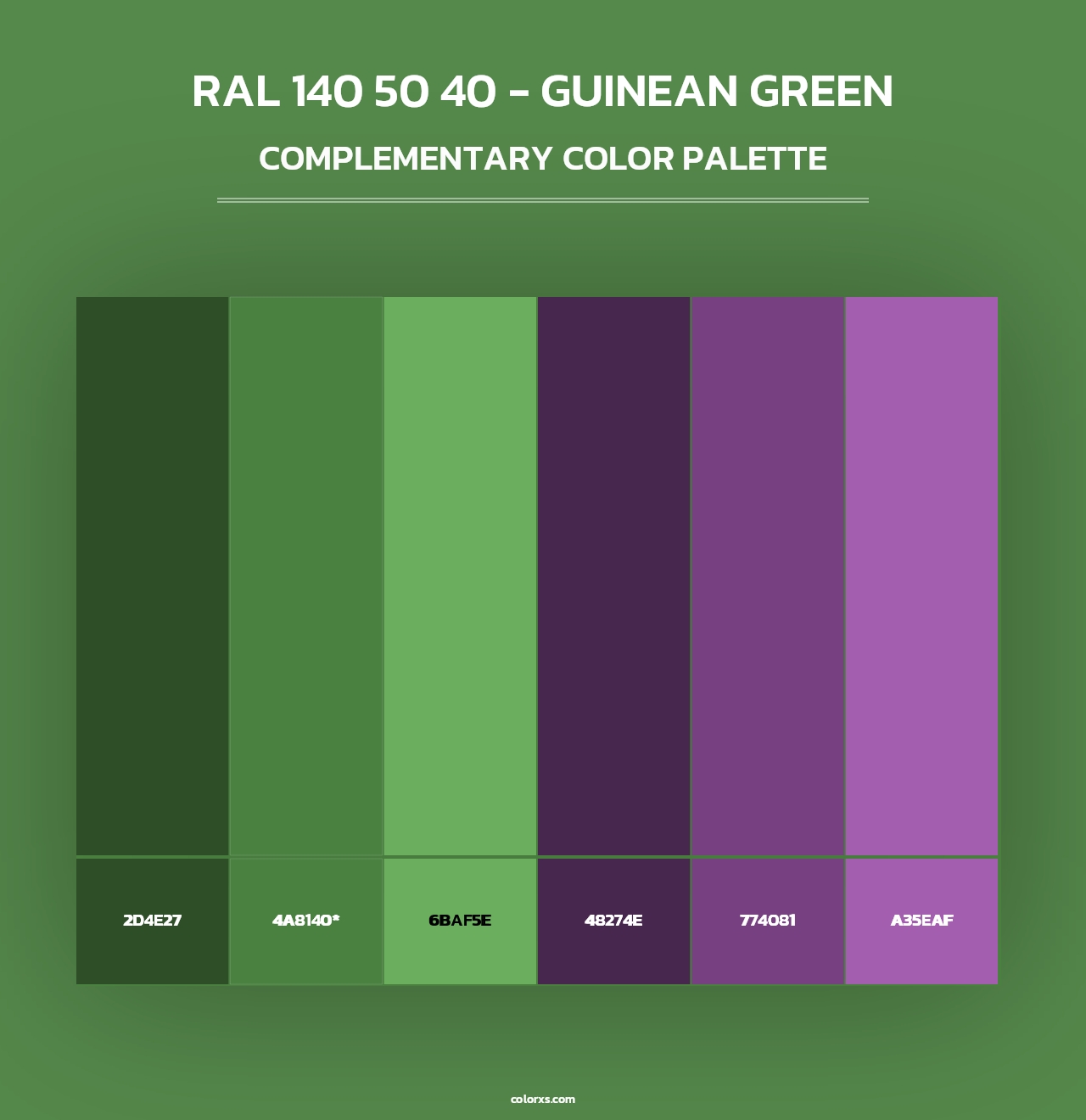 RAL 140 50 40 - Guinean Green - Complementary Color Palette