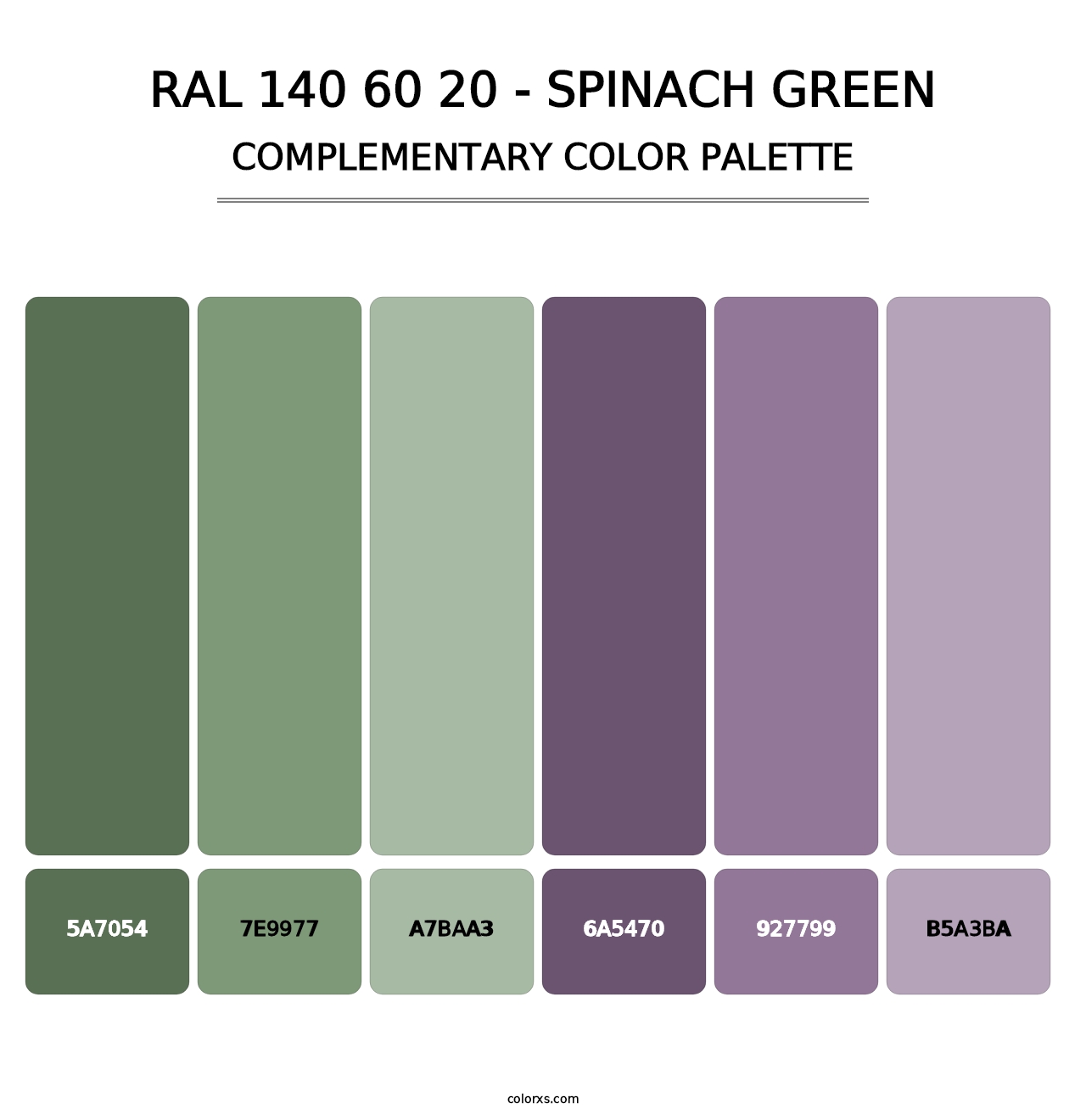 RAL 140 60 20 - Spinach Green - Complementary Color Palette