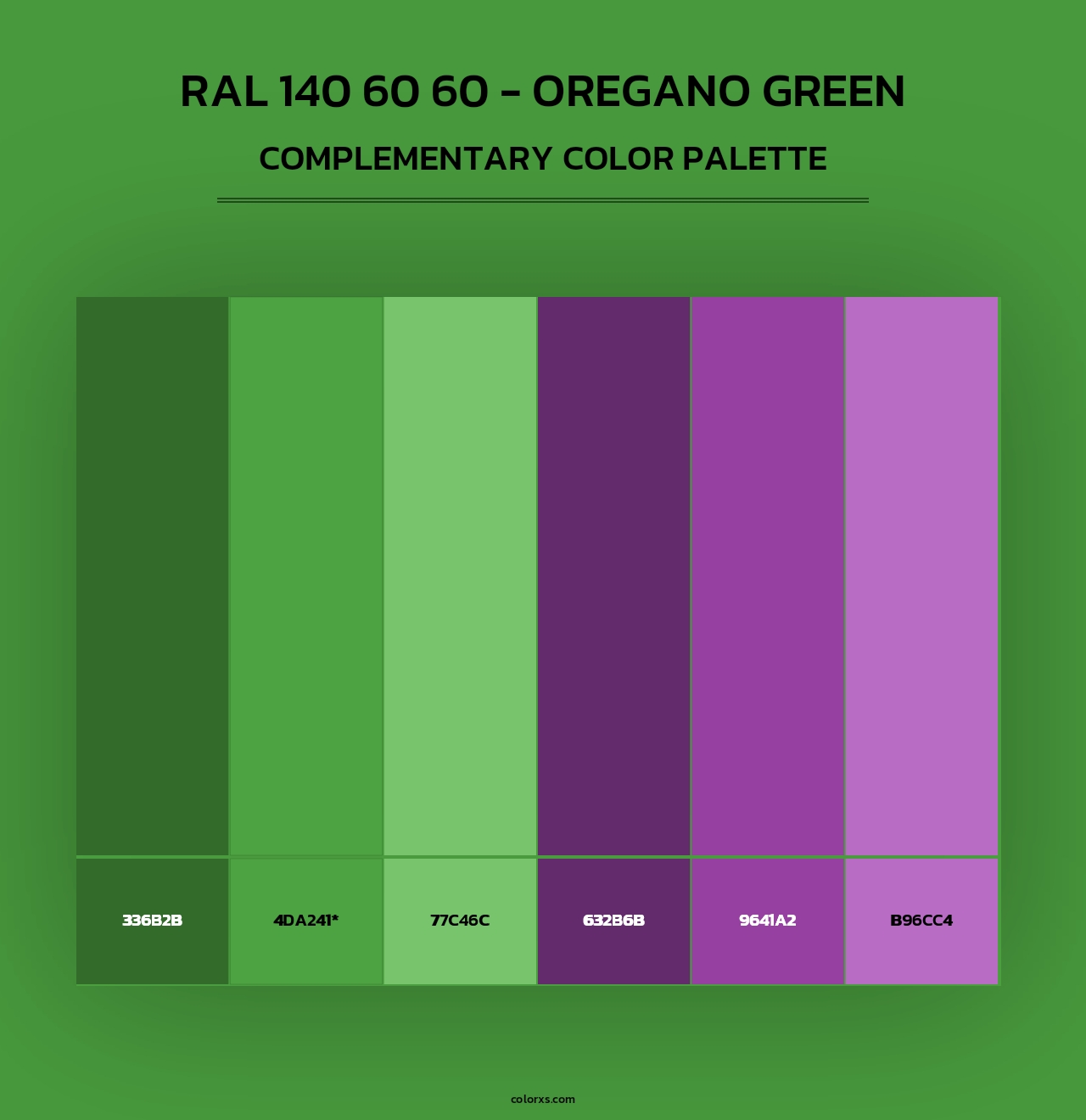 RAL 140 60 60 - Oregano Green - Complementary Color Palette