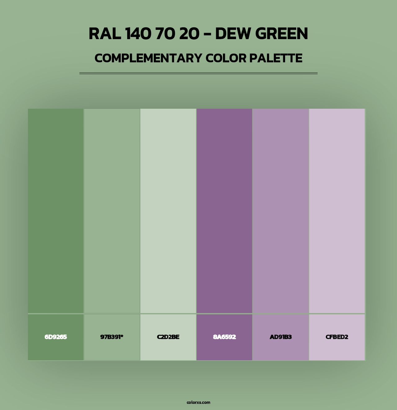 RAL 140 70 20 - Dew Green - Complementary Color Palette