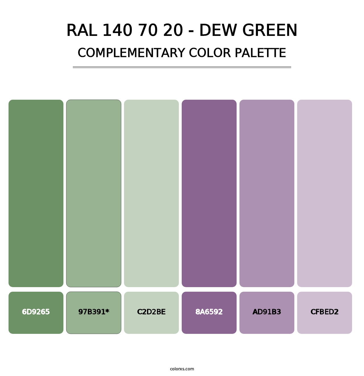RAL 140 70 20 - Dew Green - Complementary Color Palette