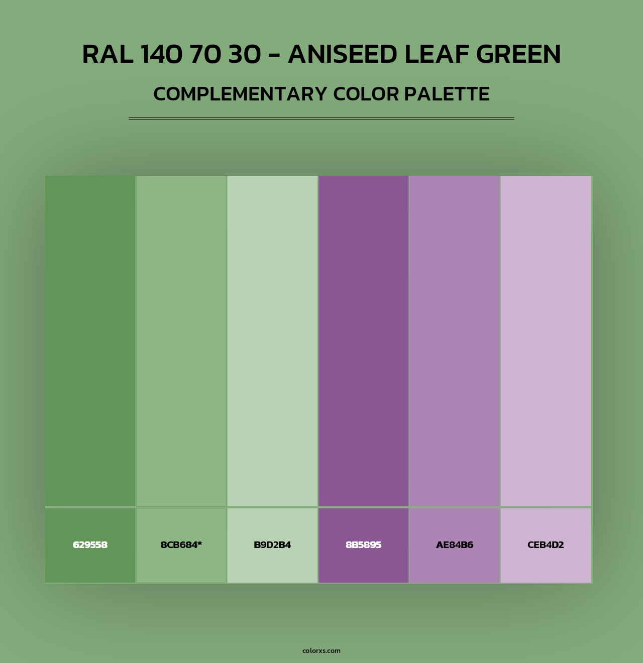 RAL 140 70 30 - Aniseed Leaf Green - Complementary Color Palette