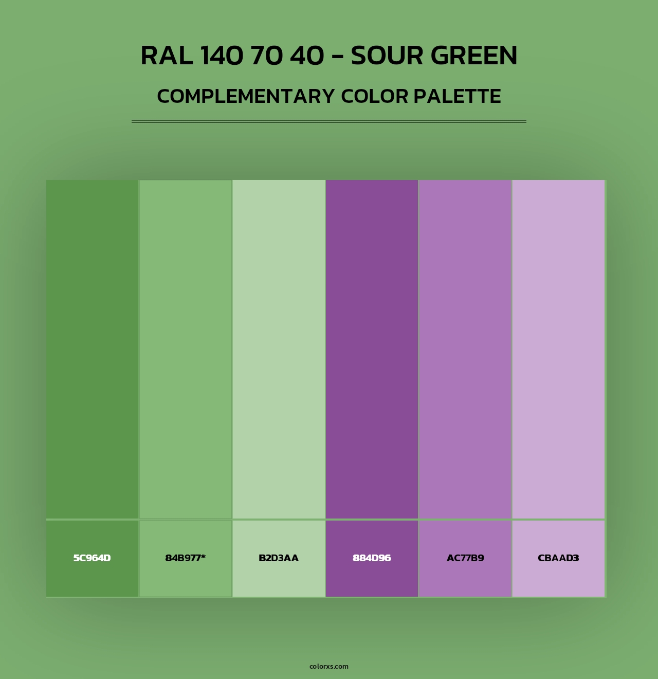 RAL 140 70 40 - Sour Green - Complementary Color Palette