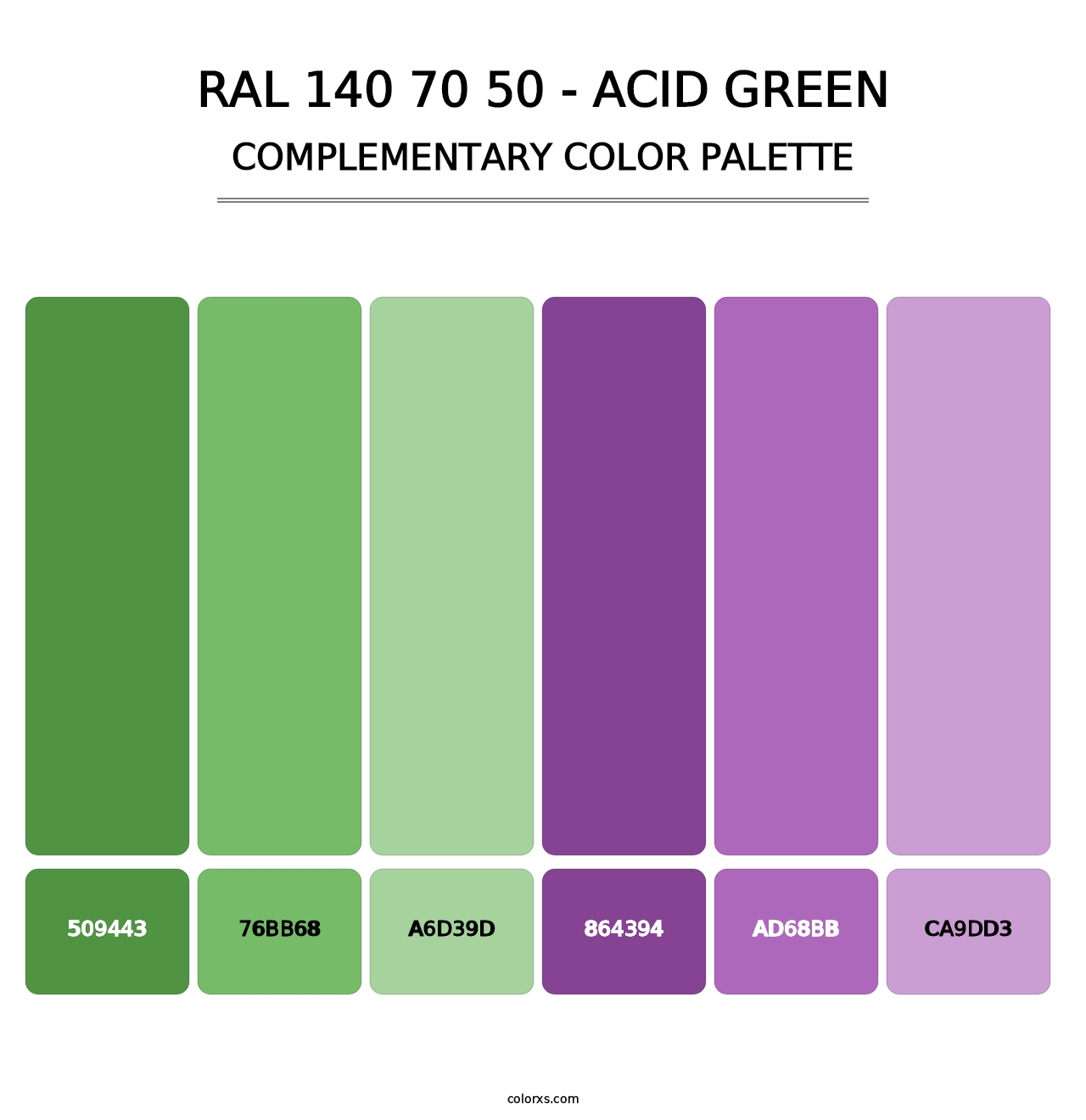 RAL 140 70 50 - Acid Green - Complementary Color Palette