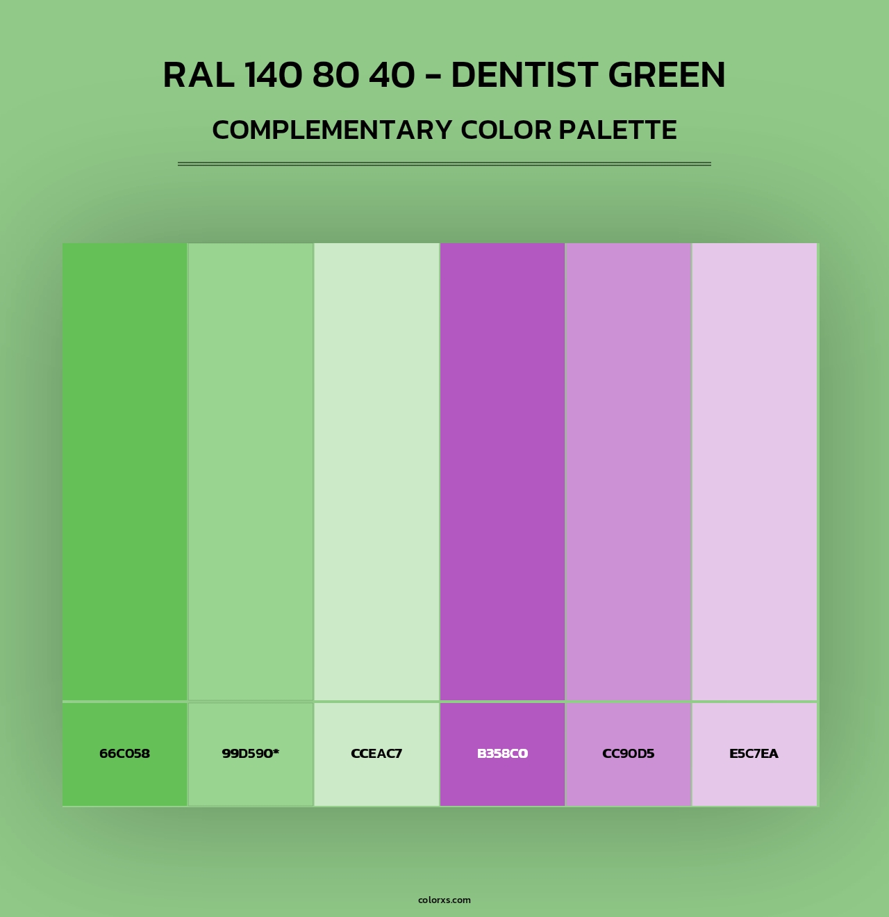 RAL 140 80 40 - Dentist Green - Complementary Color Palette