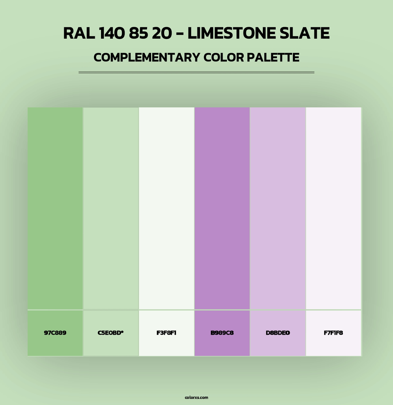 RAL 140 85 20 - Limestone Slate - Complementary Color Palette