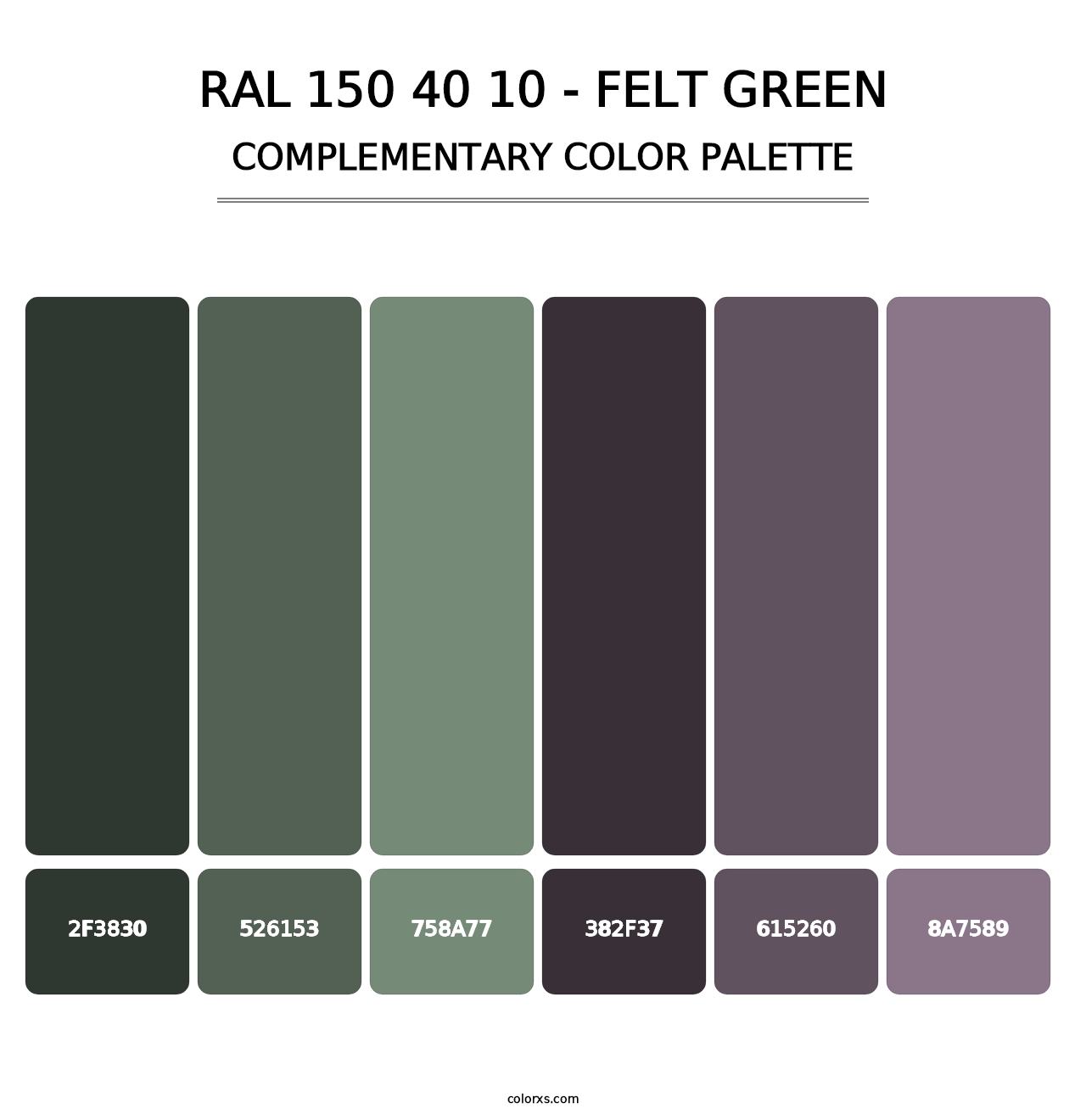 RAL 150 40 10 - Felt Green - Complementary Color Palette