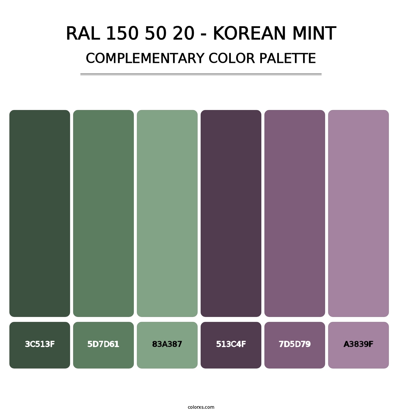 RAL 150 50 20 - Korean Mint - Complementary Color Palette